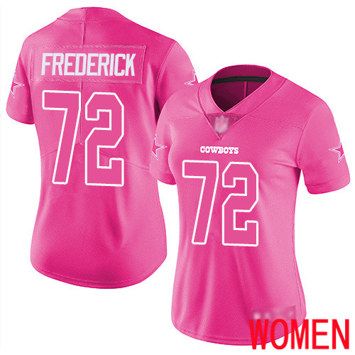 Women Dallas Cowboys Limited Pink Travis Frederick #72 Rush Fashion NFL Jersey